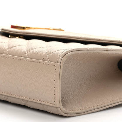 Saint Laurent Grain De Poudre Textured Mixed Matelasse Medium Triquilt Monogram Satchel Dark Beige 8 of 8