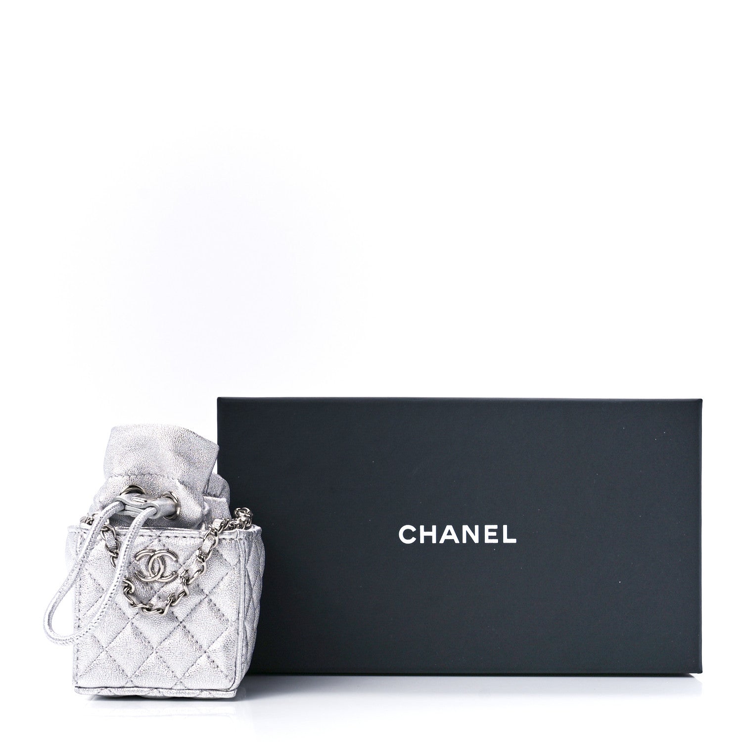 Chanel Metallic Caviar Quilted Mini Drawstring Bucket Bag Silver 12 of 12