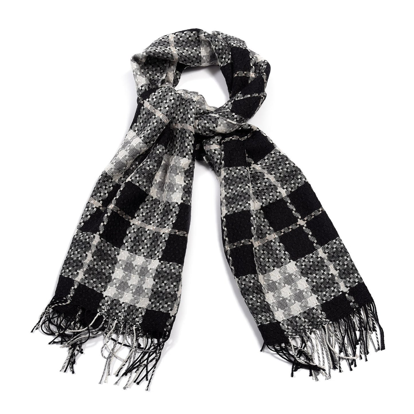 Alpaca Silk Nova Check Scarf Black