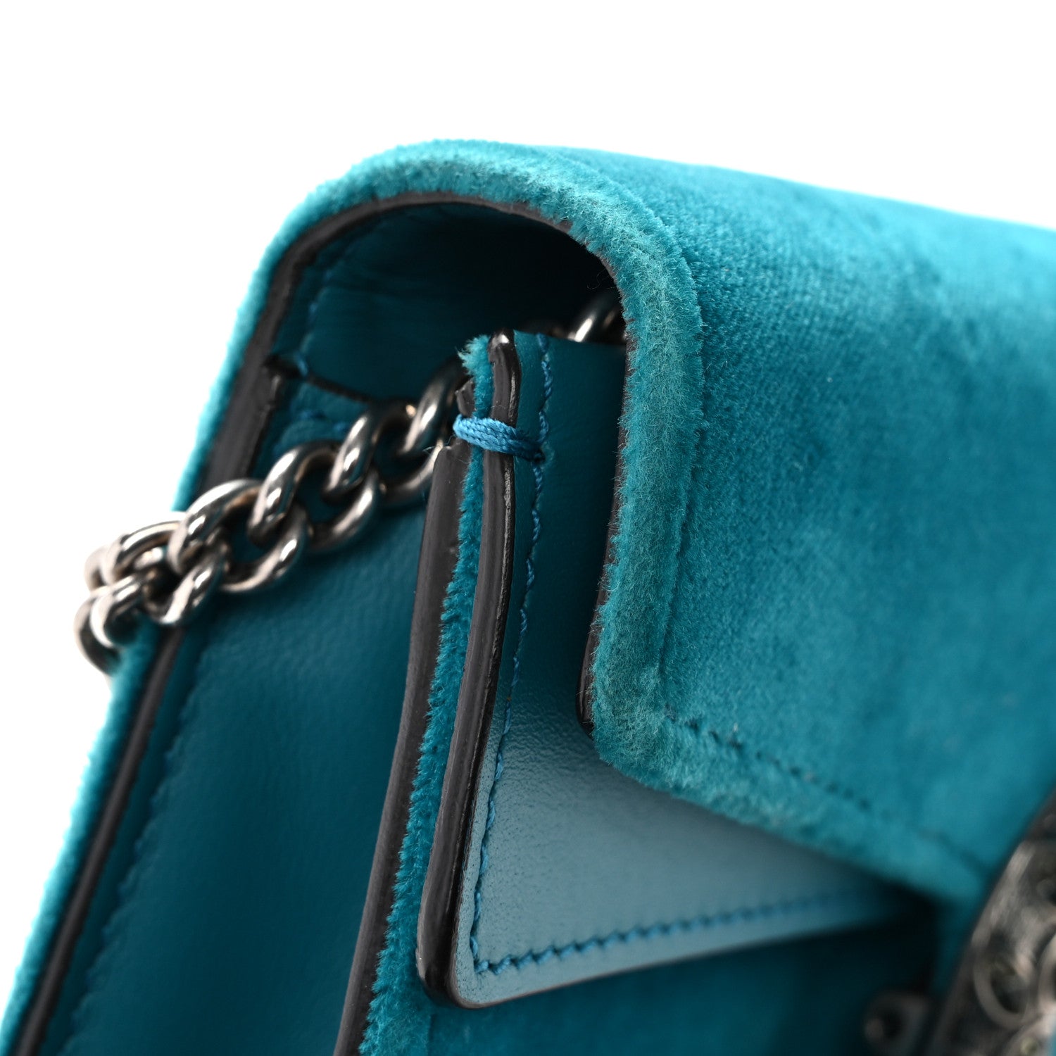 Gucci Velvet Super Mini Dionysus Shoulder Bag Pavone Cyan 11 of 12