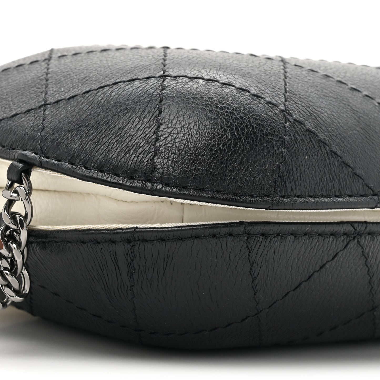 Aged Calfskin Quilted Small Gabrielle Bucket White Black