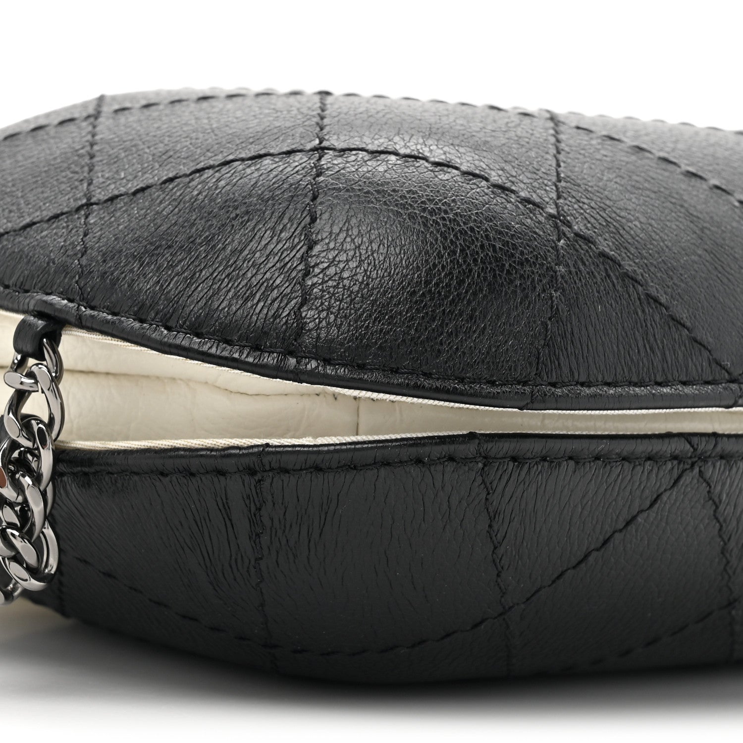 Chanel Aged Calfskin Quilted Small Gabrielle Bucket White Black 10 of 10