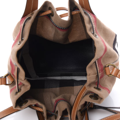 Burberry Canvas House Check Medium Bucket Tan 6 of 9