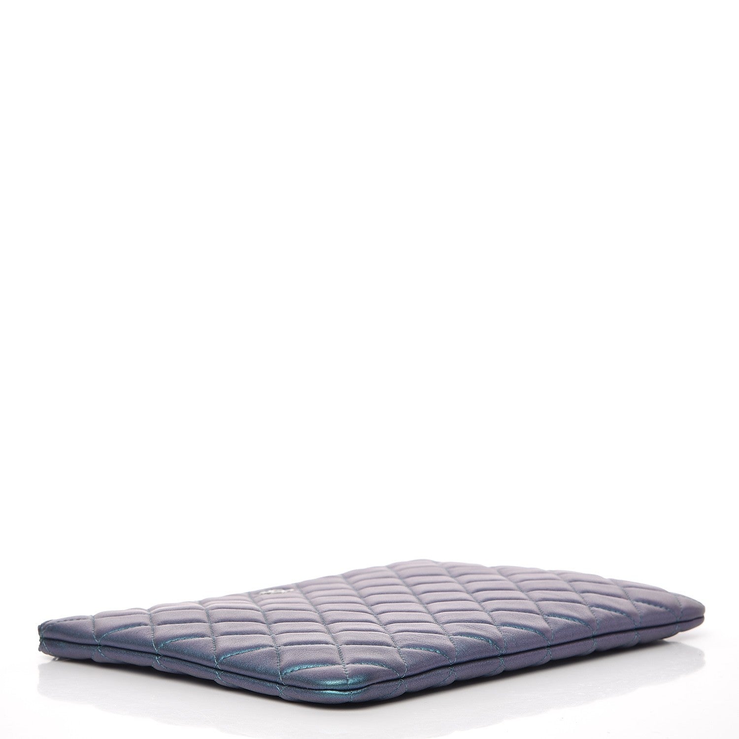Chanel Iridescent Lambskin Quilted Medium Cosmetic Case Turquoise 4 of 7