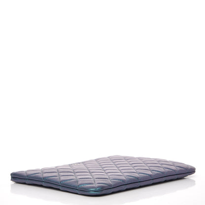 Chanel Iridescent Lambskin Quilted Medium Cosmetic Case Turquoise 4 of 7
