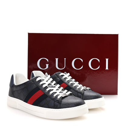 Gucci GG Supreme Monogram Web Mens New Ace Sneakers 9.5 Dark Blue 9 of 9