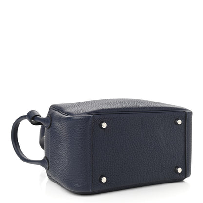 Hermes Taurillon Clemence Mini Lindy 20 Bleu Nuit 4 of 10