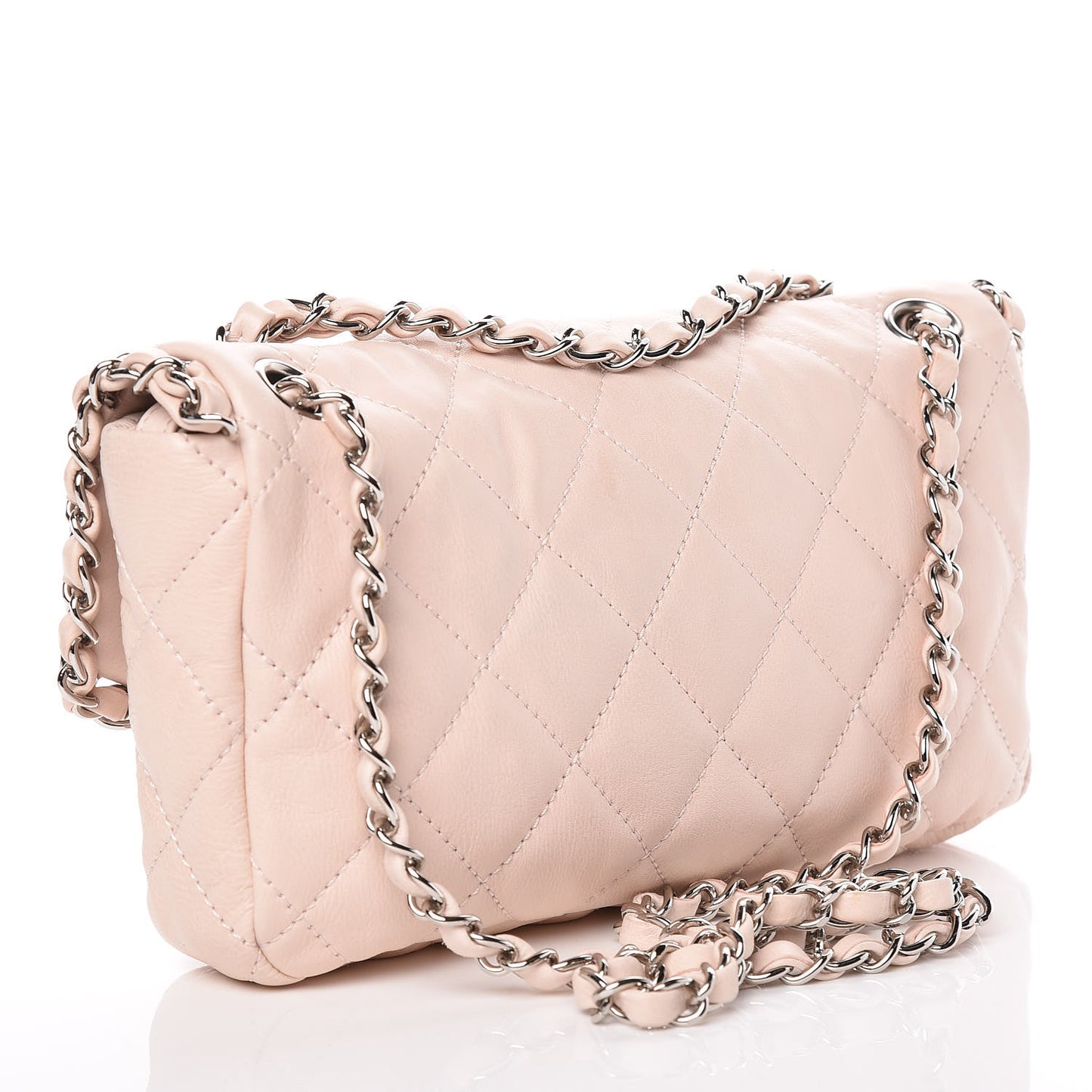Calfskin Quilted Small Chain Me Flap Light Pink