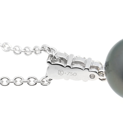 Mikimoto 18K White Gold Diamond Black South Sea Pearl 10mm Morning Dew Pendant Necklace 6 of 7
