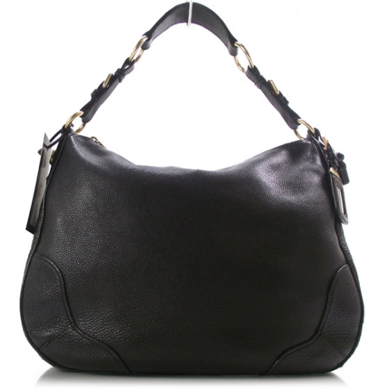 Vitello Daino Shoulder Bag Black