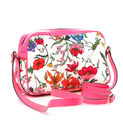 Gucci Canvas Flora Floral Shoulder Bag White Fuchsia Fluo 3 of 10