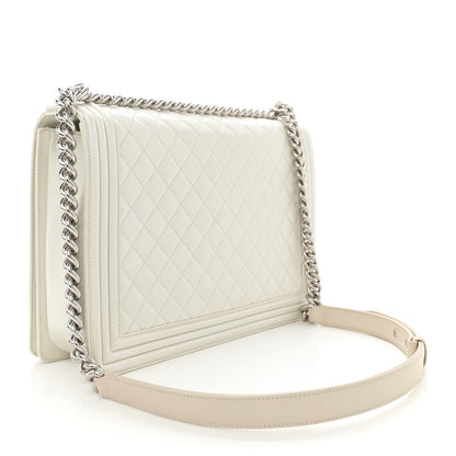 Chanel Iridescent Lambskin Quilted Large Boy Flap White 3 of 12