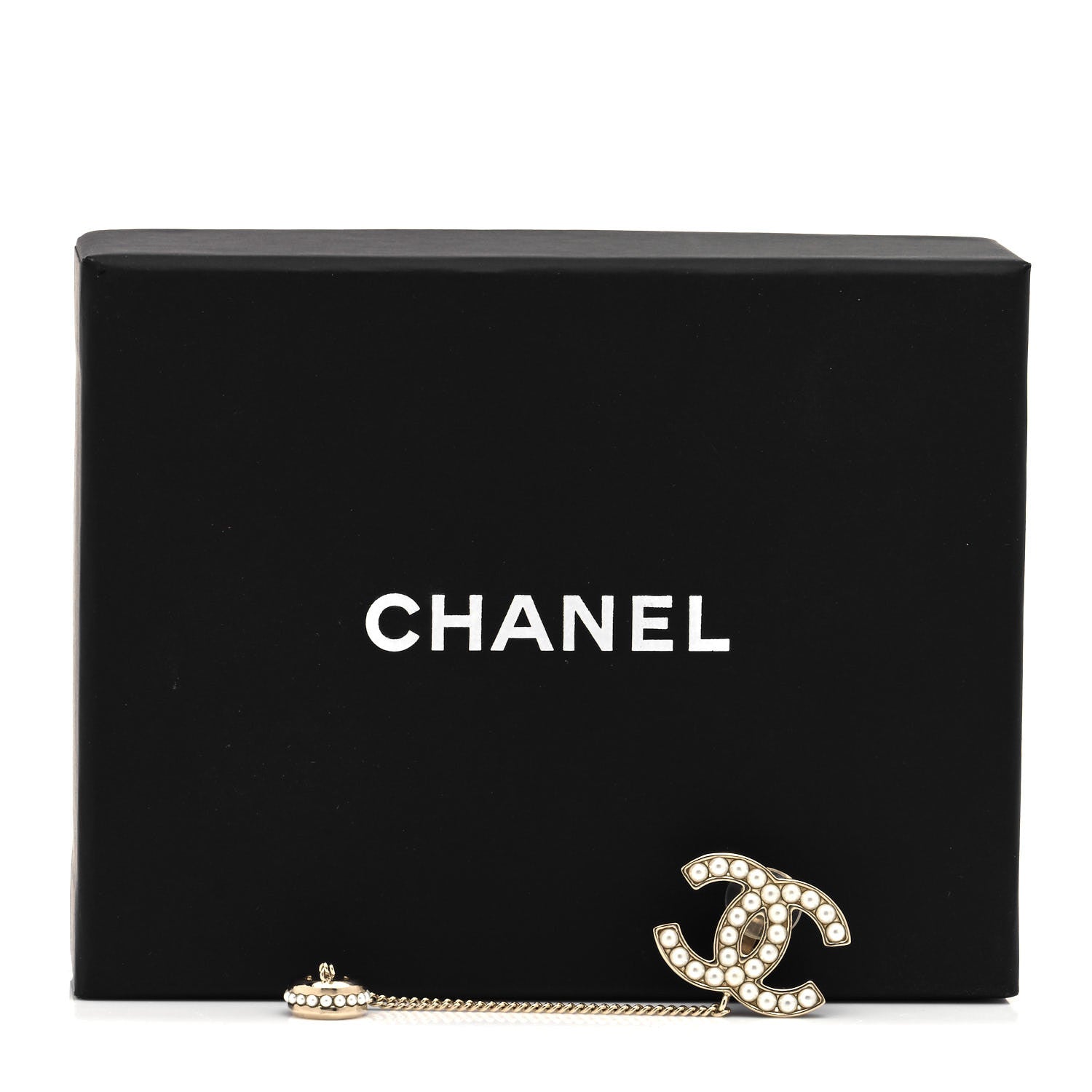 Chanel Crystal CC Chain Cuff Single Clip On Earring Gold Pearly White 5 of 5