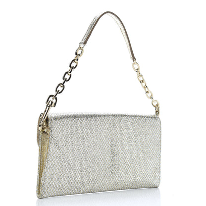 Jimmy Choo Glitter Fabric Large Riane Clutch Champagne 3 of 9