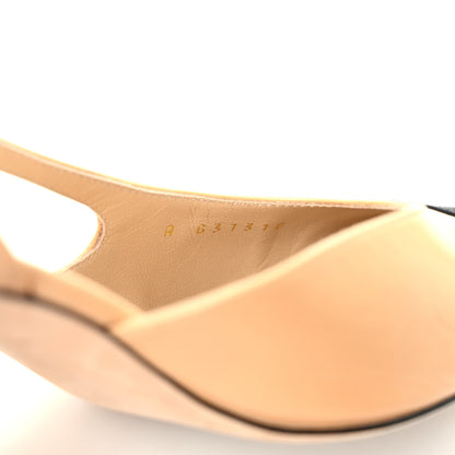 Chanel Goatskin Grosgrain Cap Toe CC Slingback Pumps 40 Beige Black 8 of 8