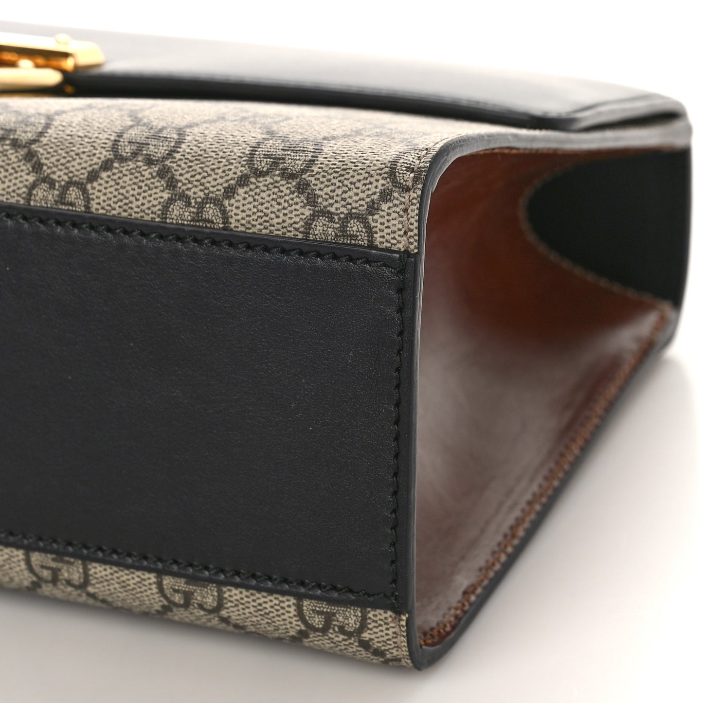 GG Supreme Monogram Calfskin Medium Padlock Shoulder Bag Beige Black Cuir