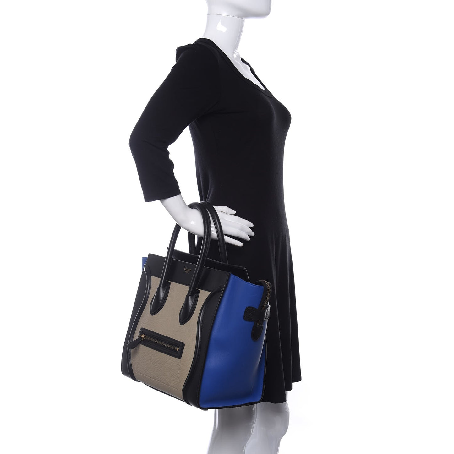 Elephant Calfskin Mini Tri-Color Luggage Beige