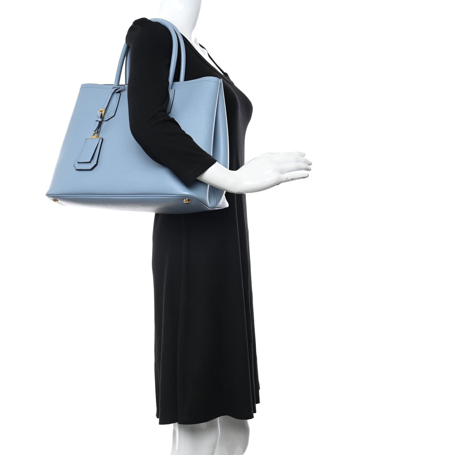 Saffiano Cuir Medium Double Bag Astrale Blue