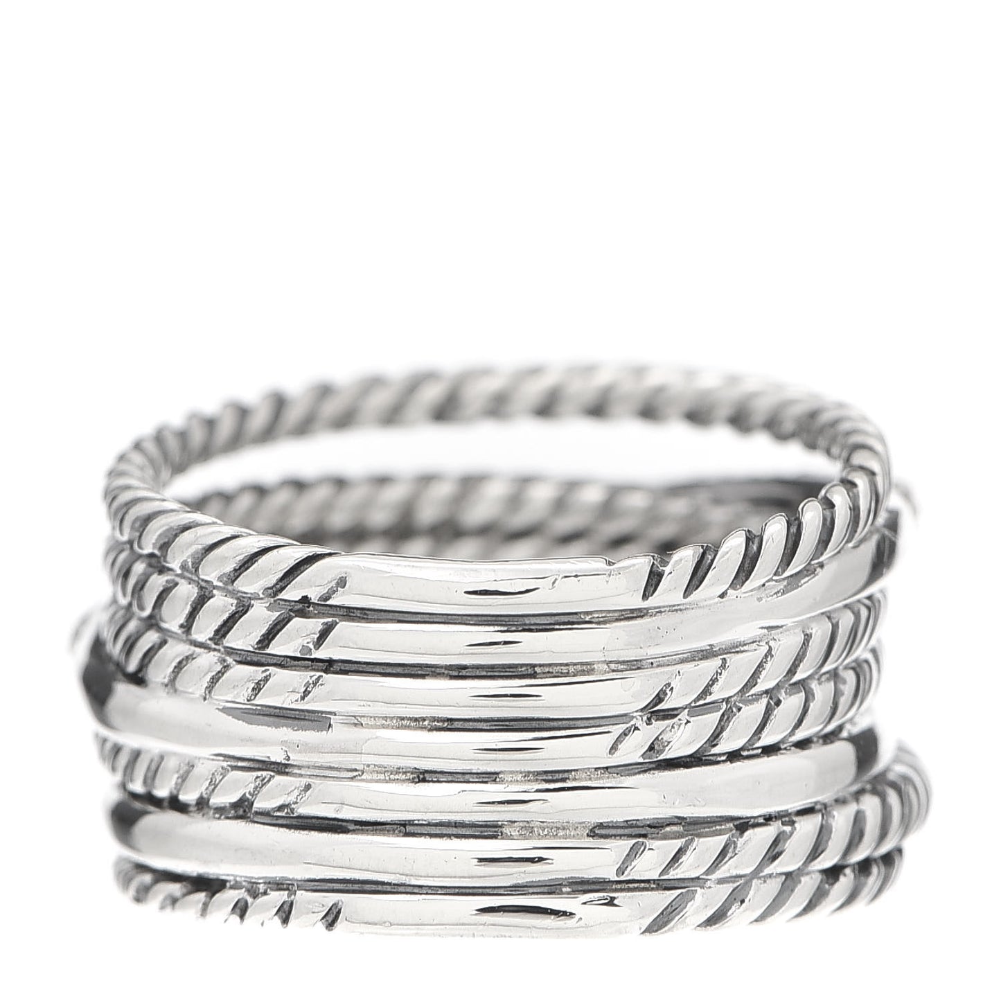 Sterling Silver Diamond 12mm Wide Crossover Cable Ring 54 7