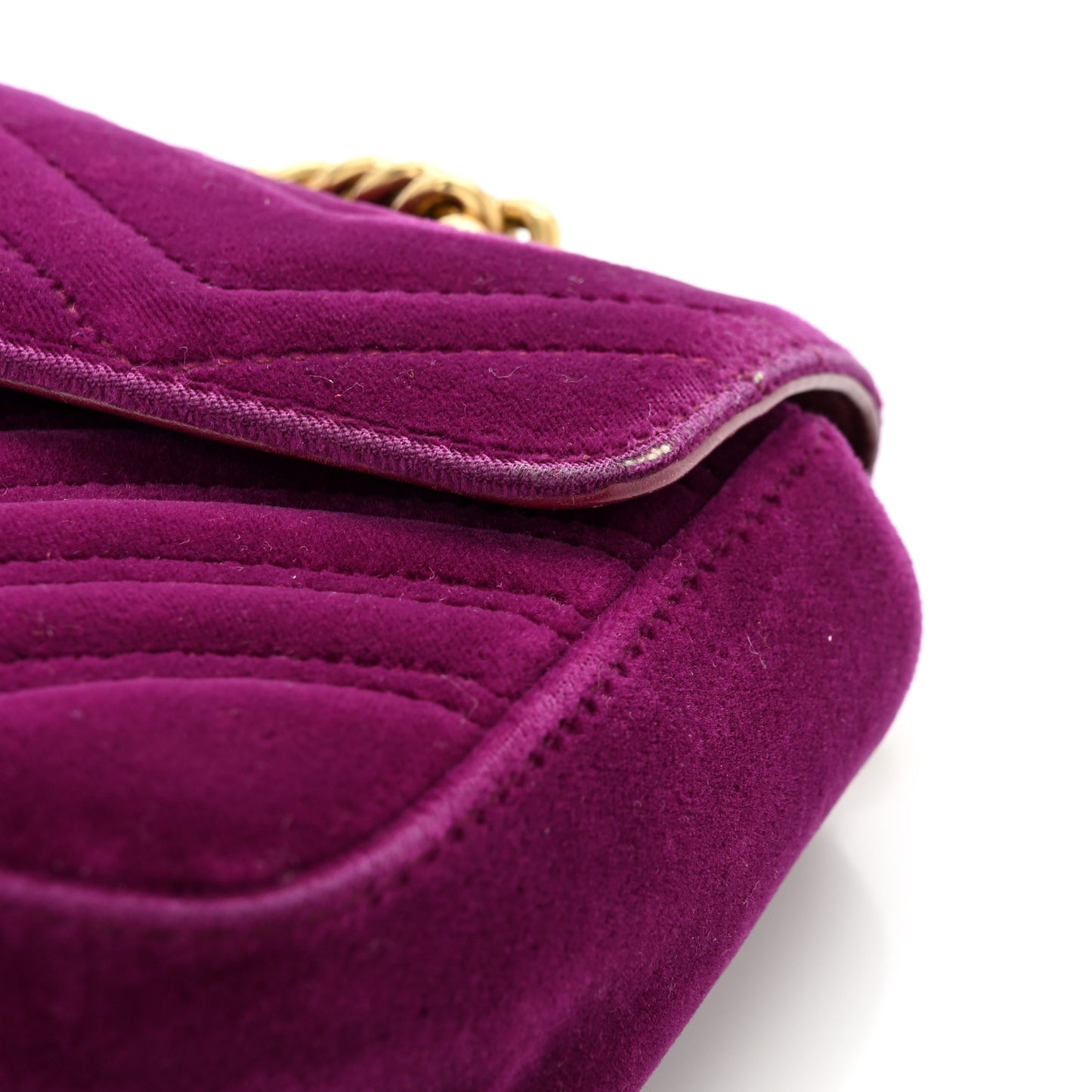 Velvet Matelasse Mini GG Marmont Shoulder Bag Fuchsia Violet Cyclamen
