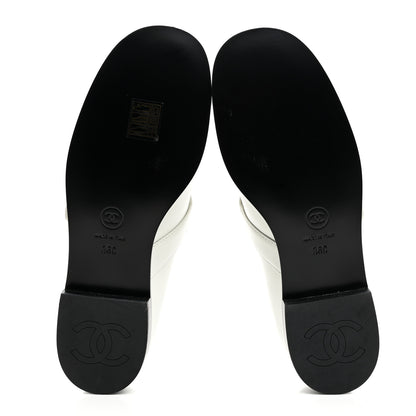Chanel Calfskin Patent Mary Janes Flats 36 White Black 5 of 10