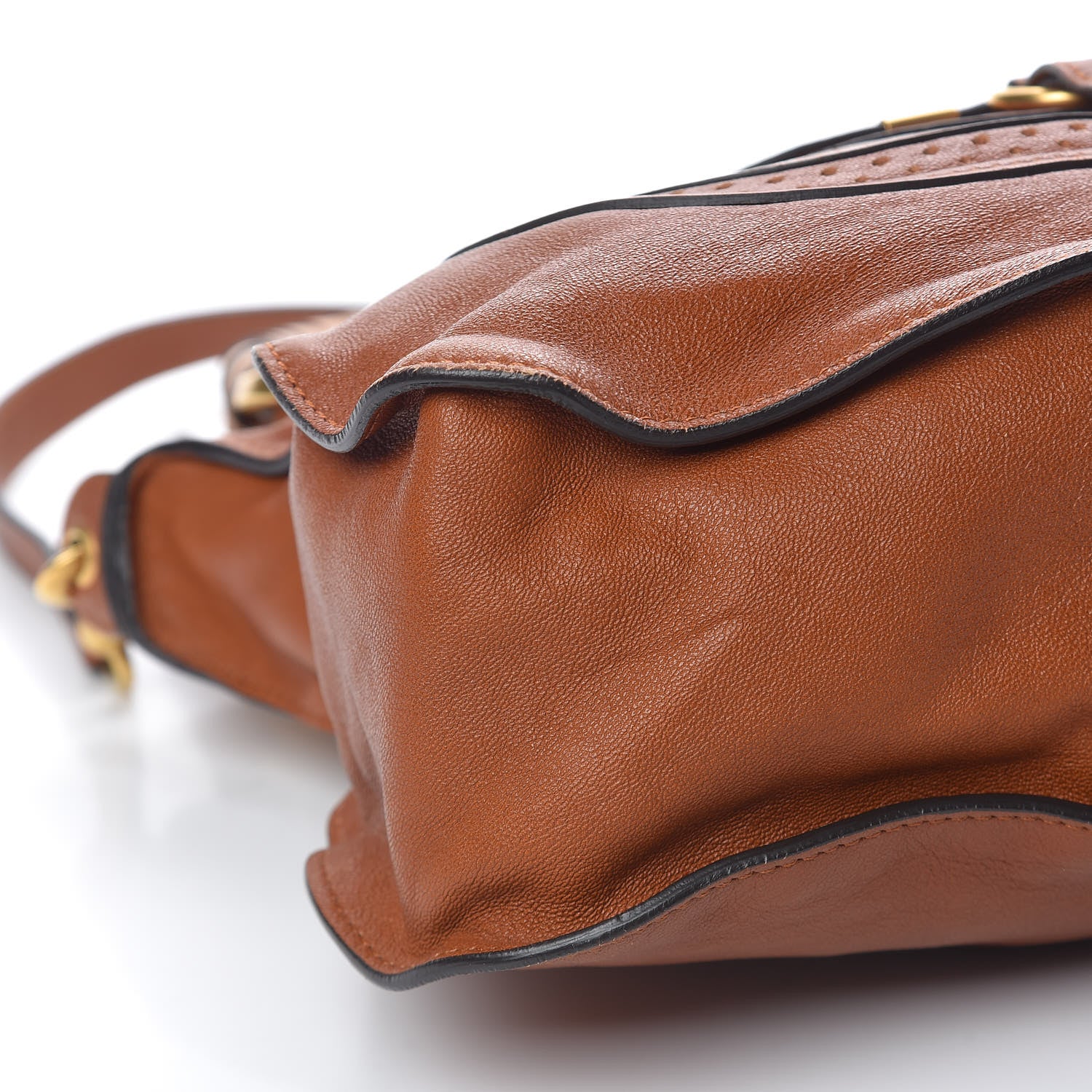 Chloe Calfskin Perforated Marcie Animation Satchel Brown 10 of 12