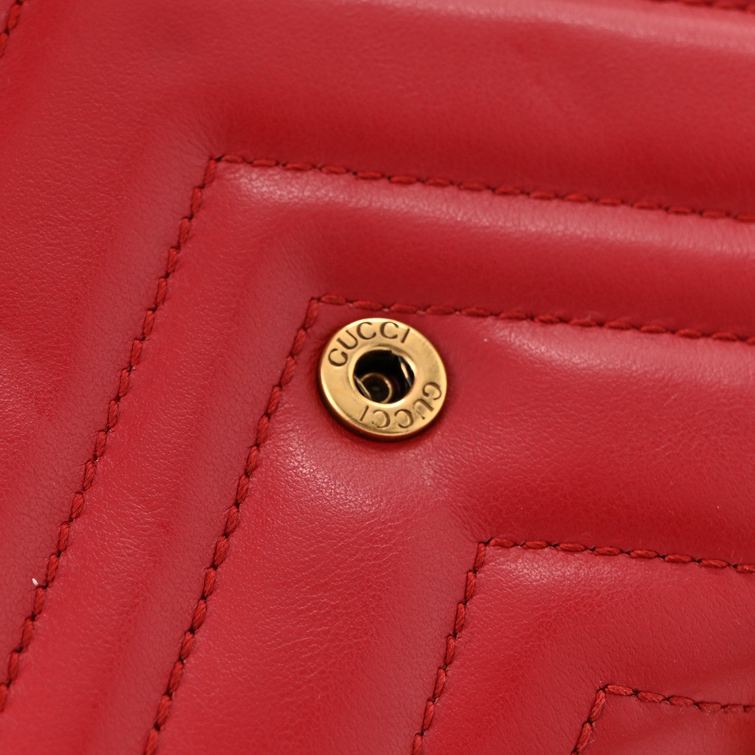 Gucci Calfskin Matelasse GG Marmont Chain Wallet Hibiscus Red 14 of 15