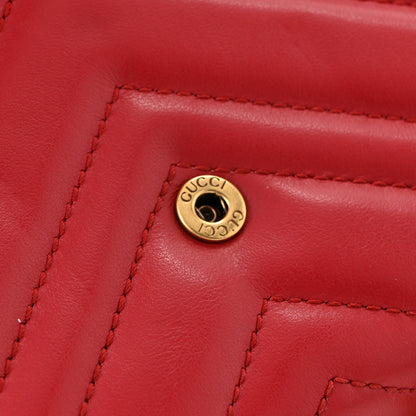 Gucci Calfskin Matelasse GG Marmont Chain Wallet Hibiscus Red 14 of 15