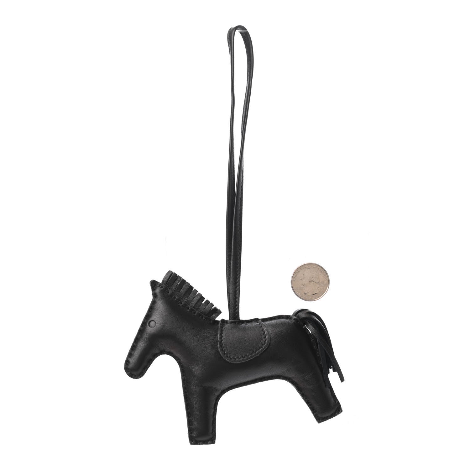 Hermes Milo Lambskin Grigri Rodeo Horse Bag Charm MM So Black 2 of 2