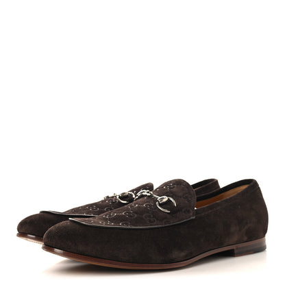 Gucci Luxury Suede GG Monogram Horsebit Mens Jordy Loafers 12 Night Cocoa 7 of 20