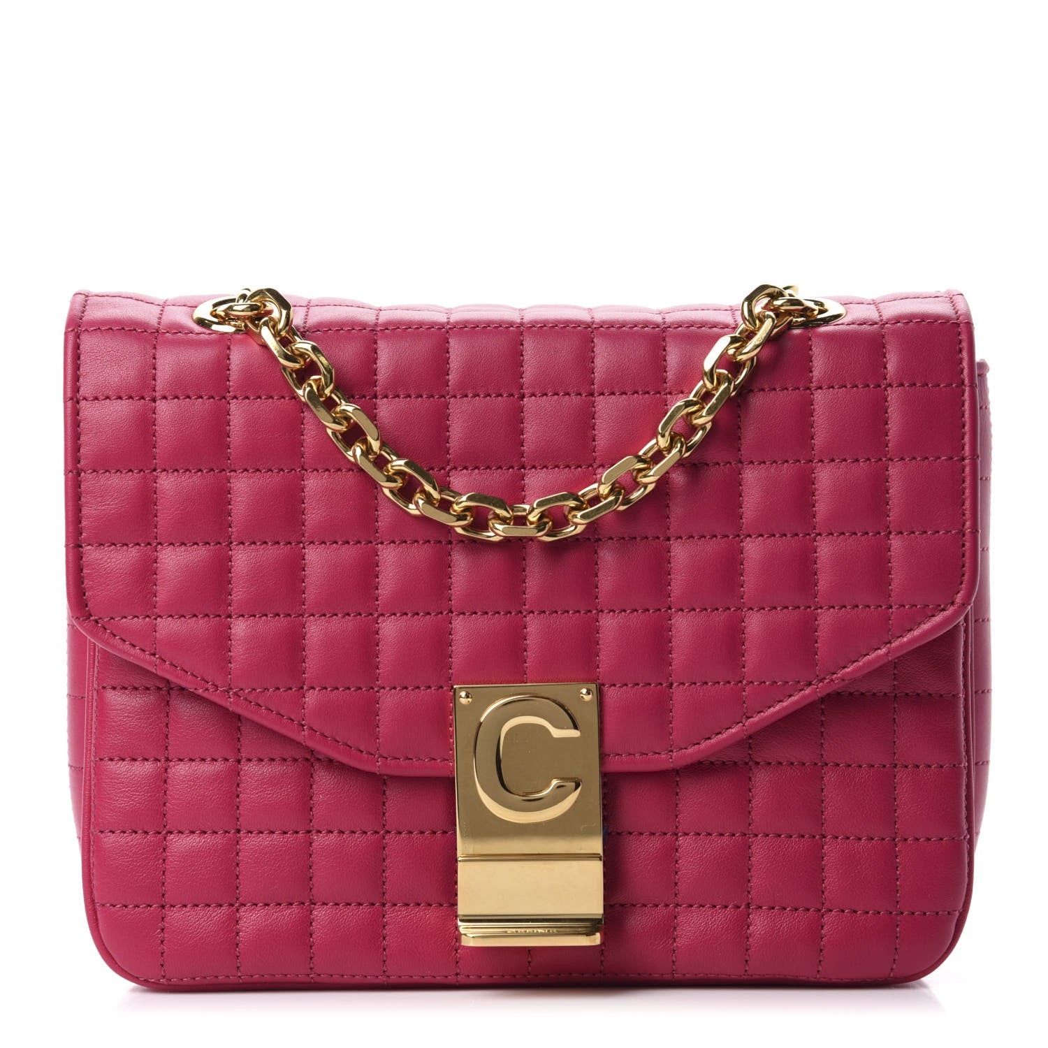 Celine Calfskin Quilted Medium C Bag Pink 1 of 10