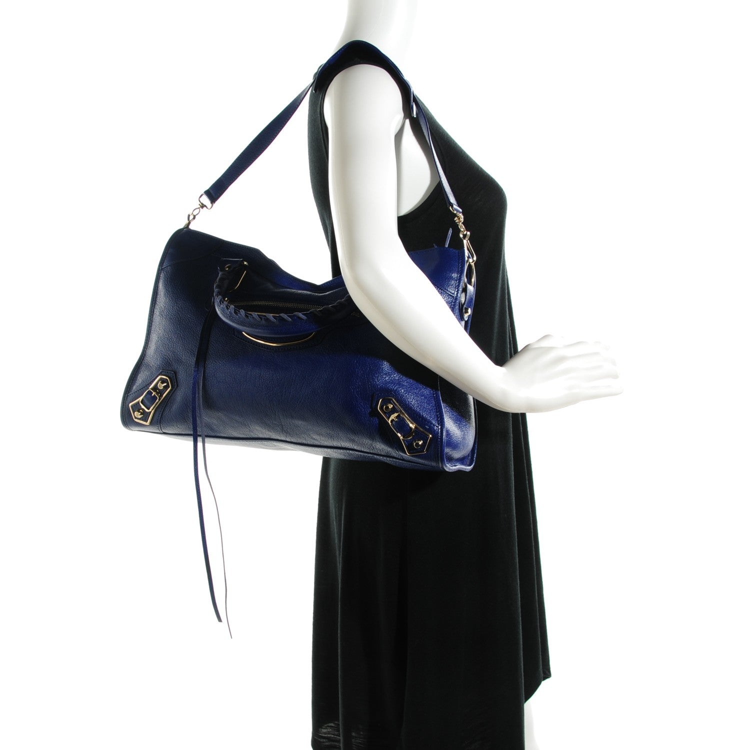 Balenciaga Chevre Gold Metallic Edge Hardware City Bleu Roi 2 of 8