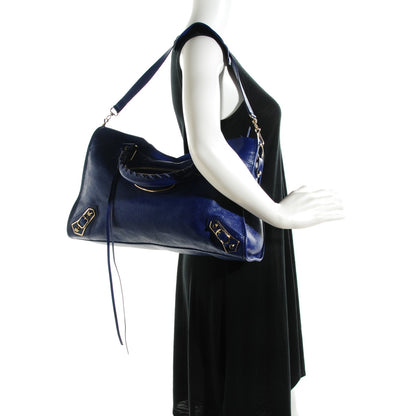 Balenciaga Chevre Gold Metallic Edge Hardware City Bleu Roi 2 of 8