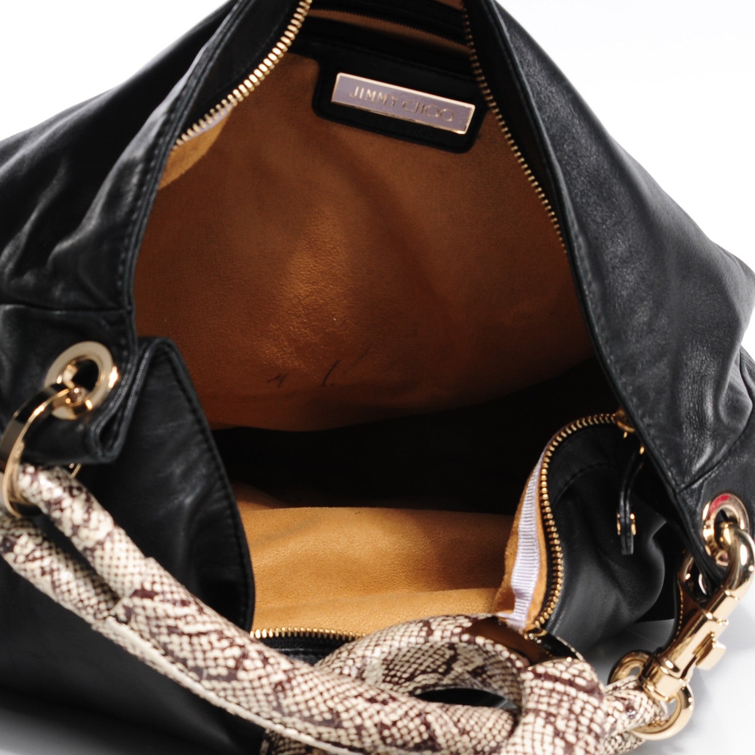 Jimmy Choo Nappa Snakeskin Trim Sky Hobo Black 5 of 9