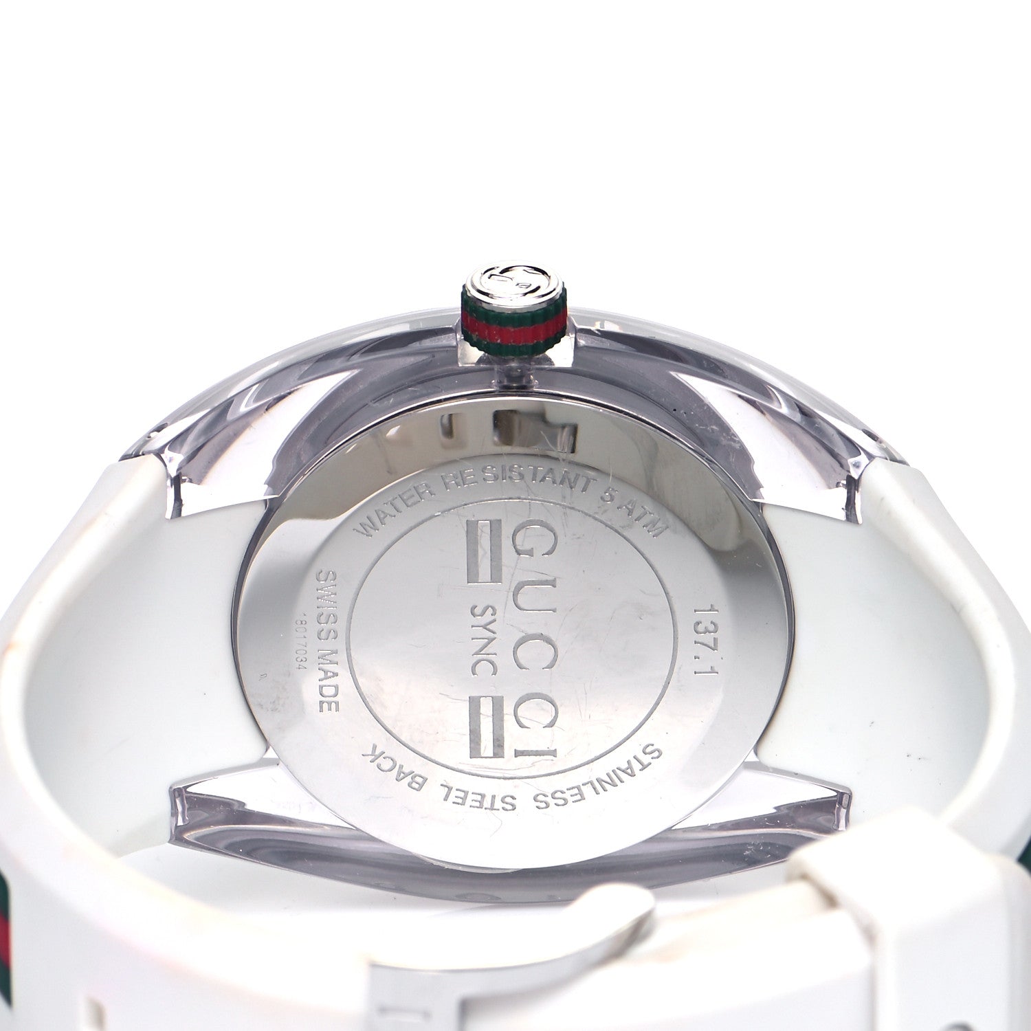 Gucci Stainless Steel Rubber 46mm Sync Web Quartz Watch White 4 of 4