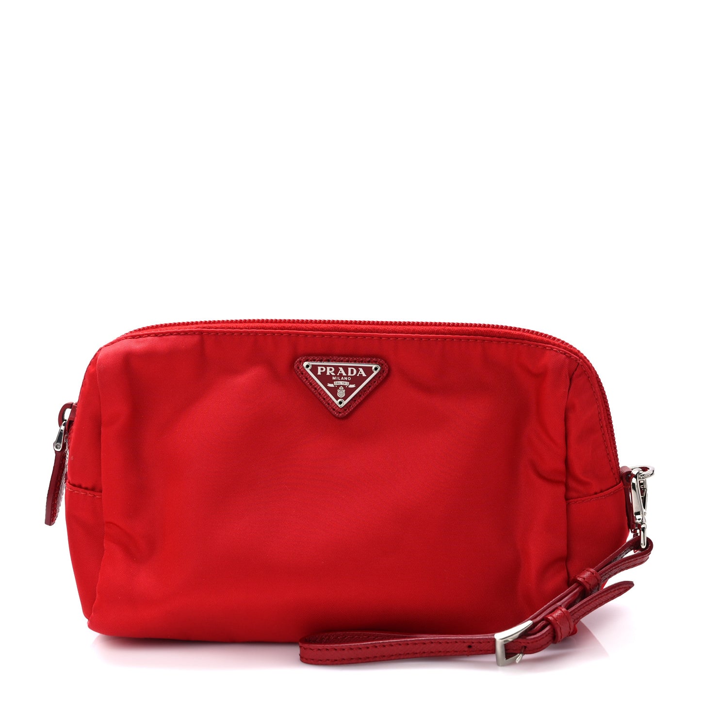 Tessuto Nylon Saffiano Wristlet Rosso