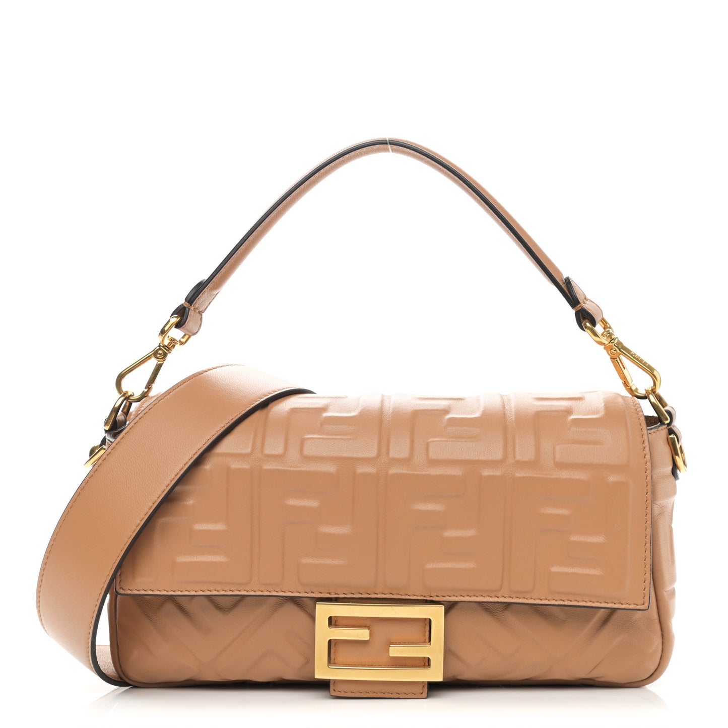 Nappa FF 1974 Embossed Baguette Miele Scuro