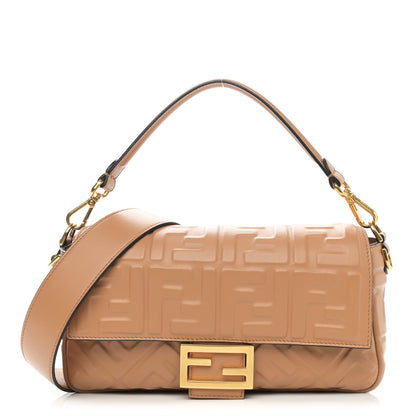 Fendi Nappa FF 1974 Embossed Baguette Miele Scuro 1 of 10