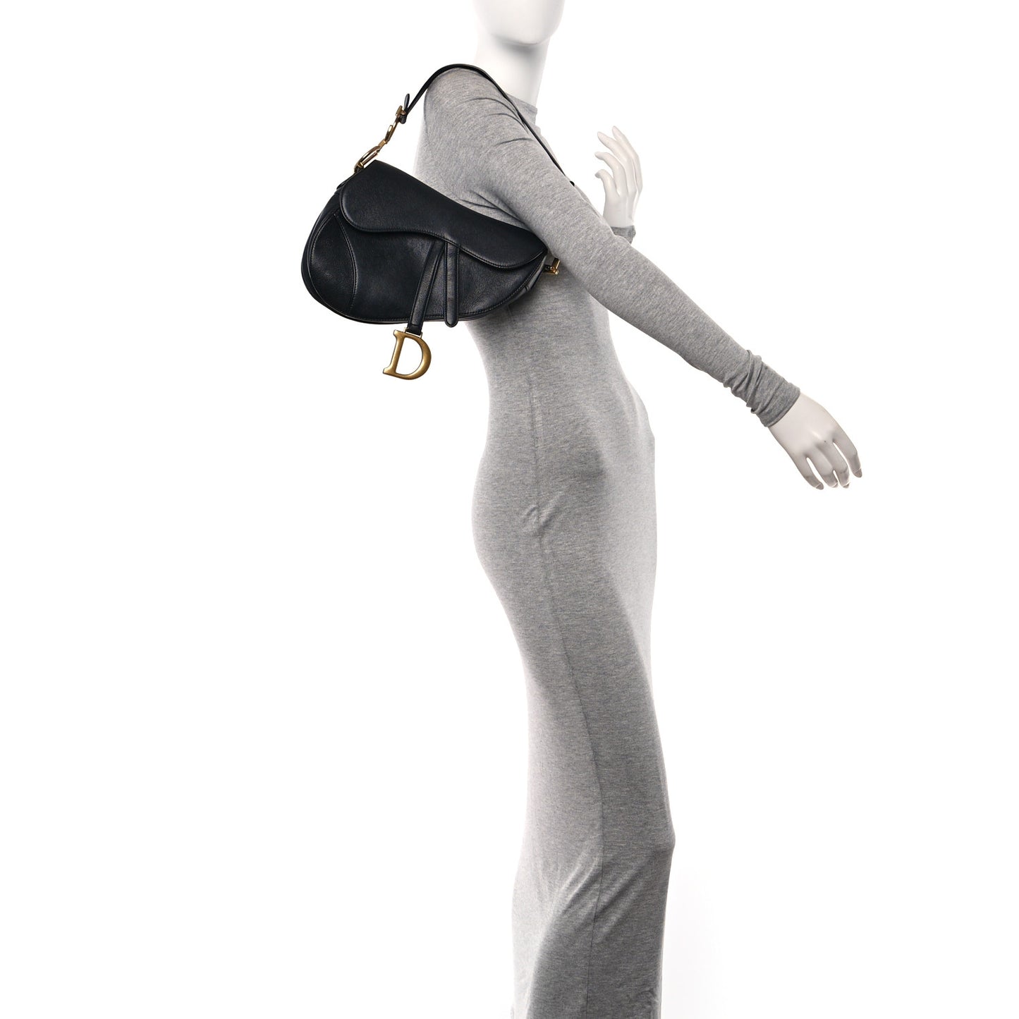 Shiny Goatskin Saddle Bag Black