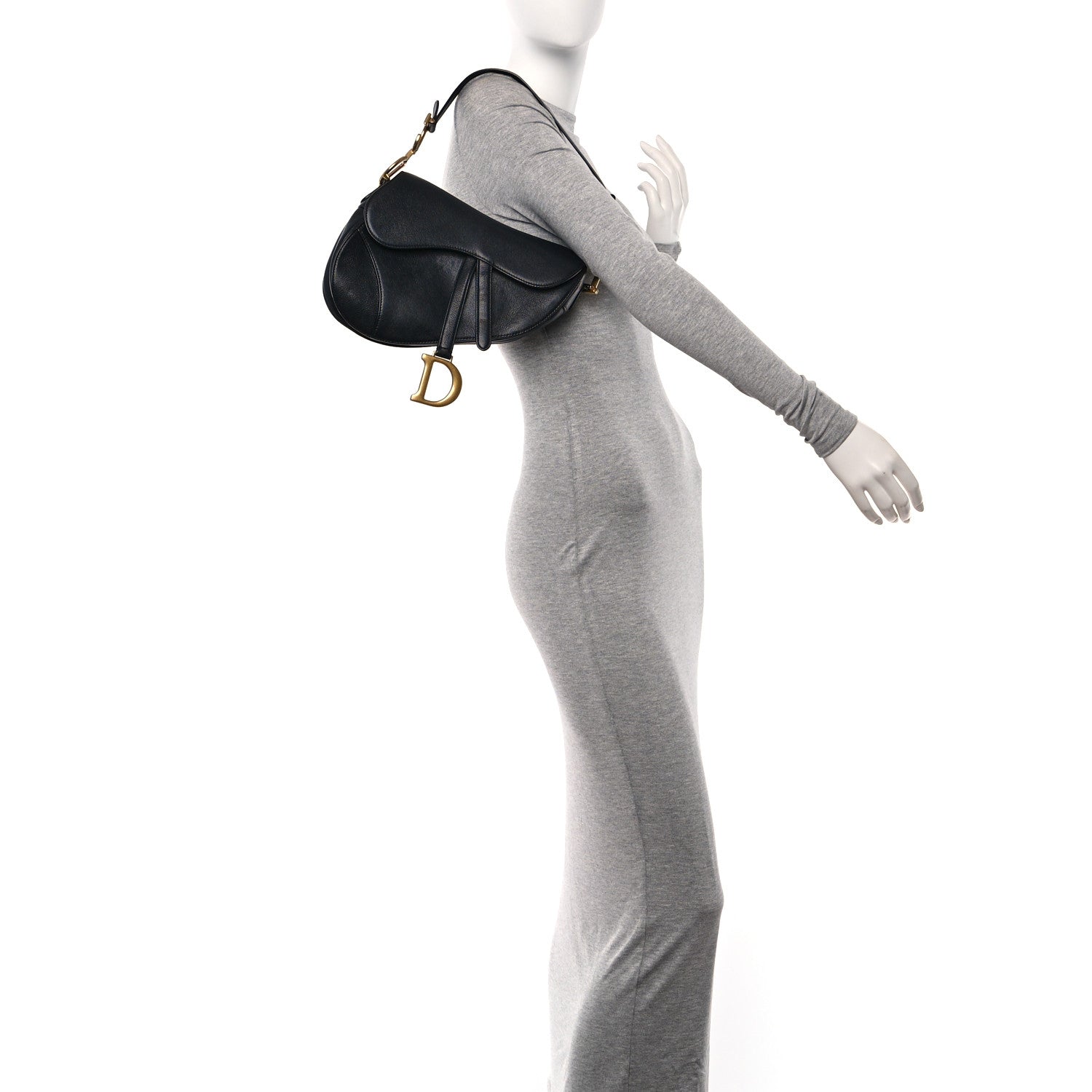 Christian Dior Shiny Goatskin Saddle Bag Black 2 of 10