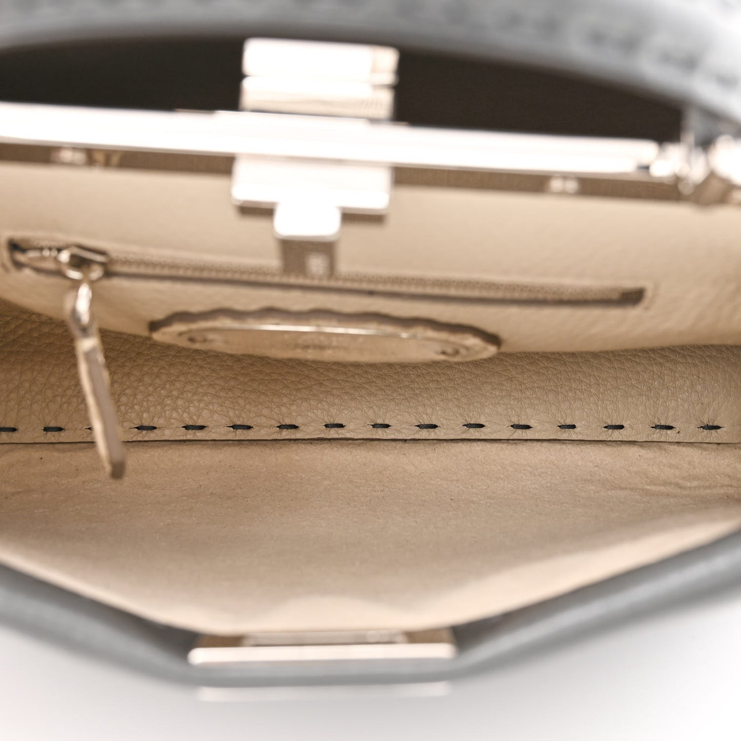 Cuoio Romano Selleria Bi-Color Mini Peekaboo Iconic Satchel Asfalto Latte