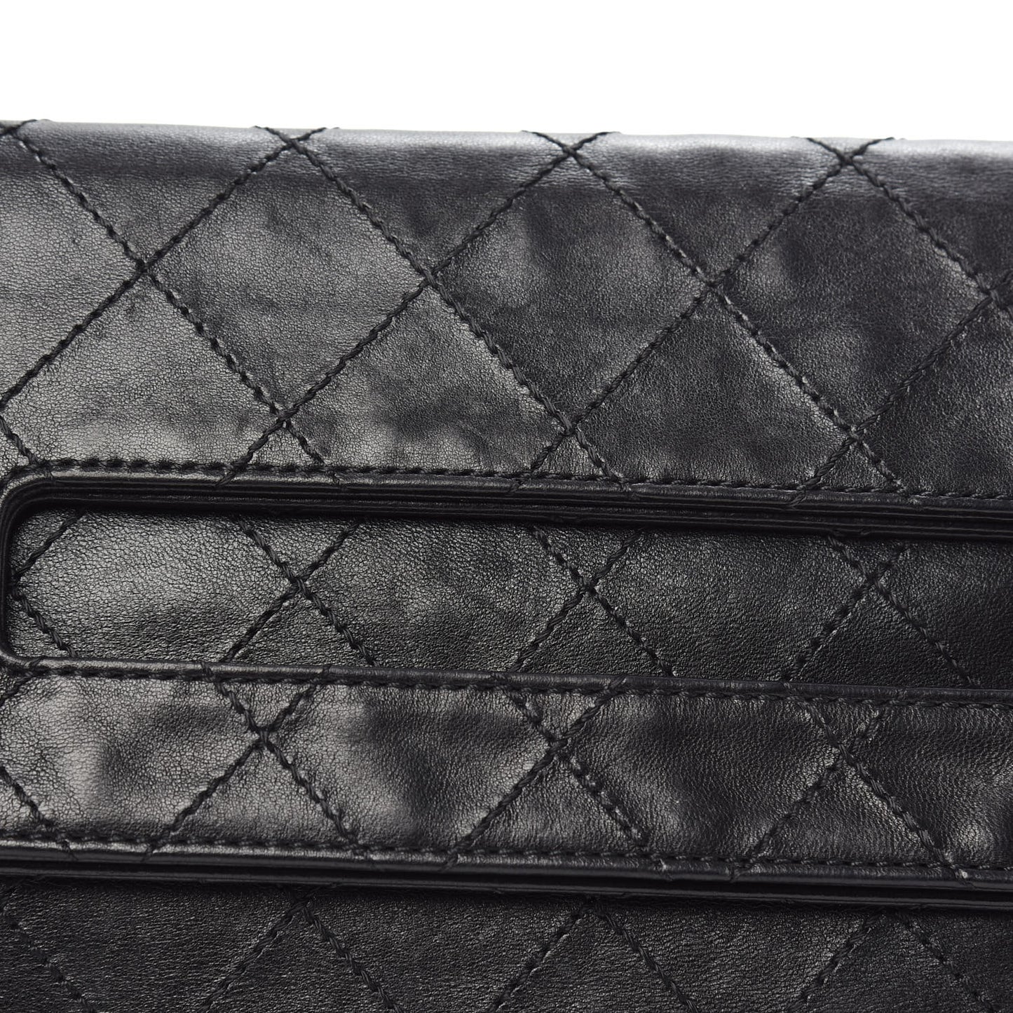 Lambskin Diamond Stitch Convertible Clutch Black