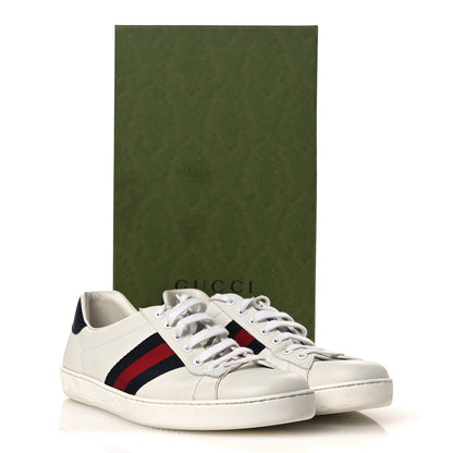 Gucci Calfskin Ayers Web Mens Ace Sneakers 10.5 White Blue 17 of 17