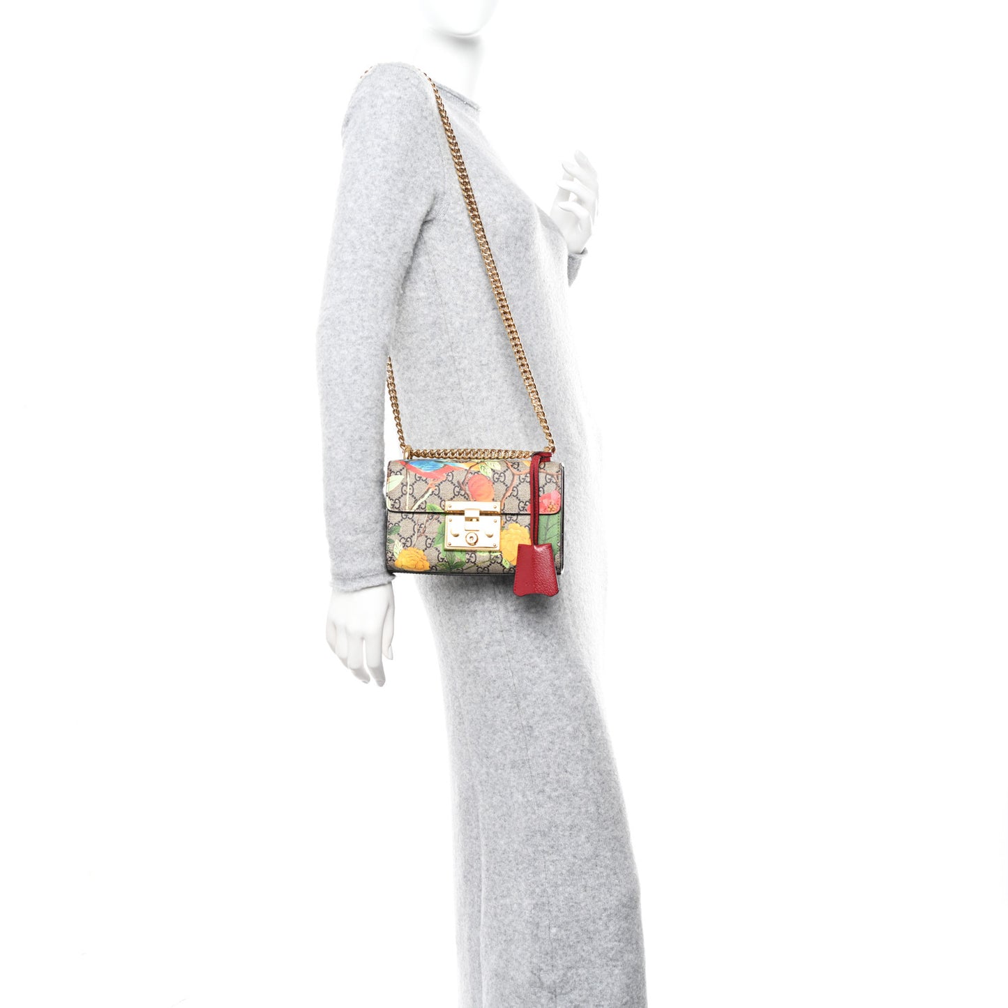 GG Supreme Monogram Tian Small Padlock Shoulder Bag Beige Multicolor New Acero