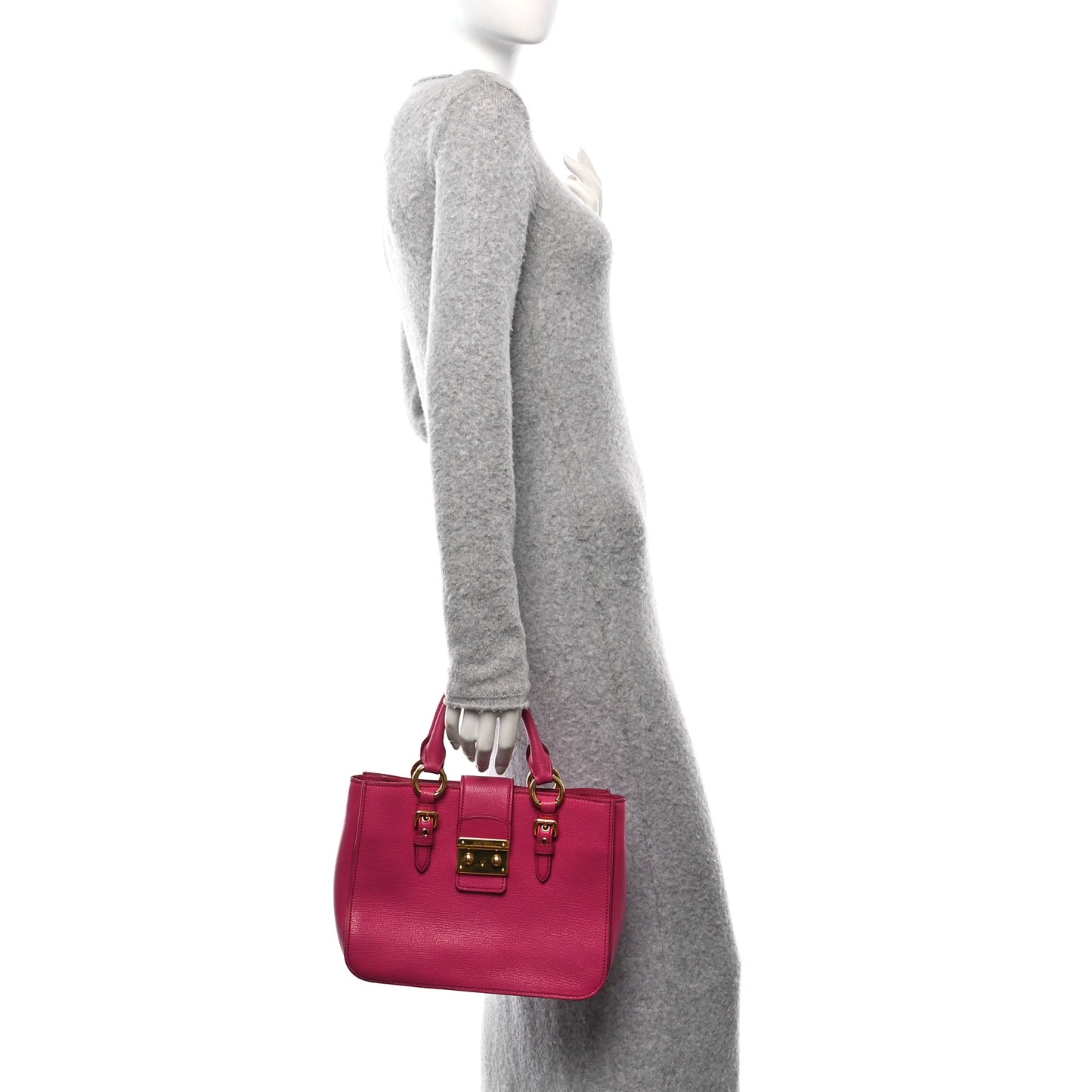 Goatskin Madras Shopping Tote Fuxia