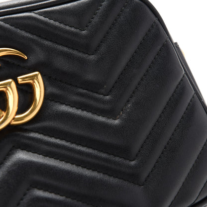 Gucci Calfskin Matelasse Small GG Marmont Chain Shoulder Bag Black 10 of 11