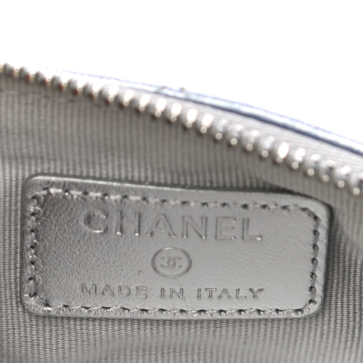 Chanel Gradient Metallic Calfskin Quilted Small Cosmetic Pouch Silver Blue Yellow Purple 6 of 11