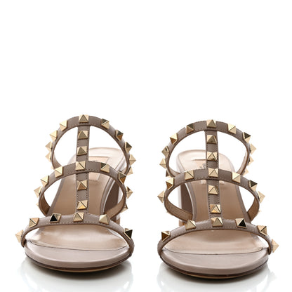 Valentino Garavani Calfskin Rockstud 60mm Caged Slide Sandals 38 Poudre 2 of 9