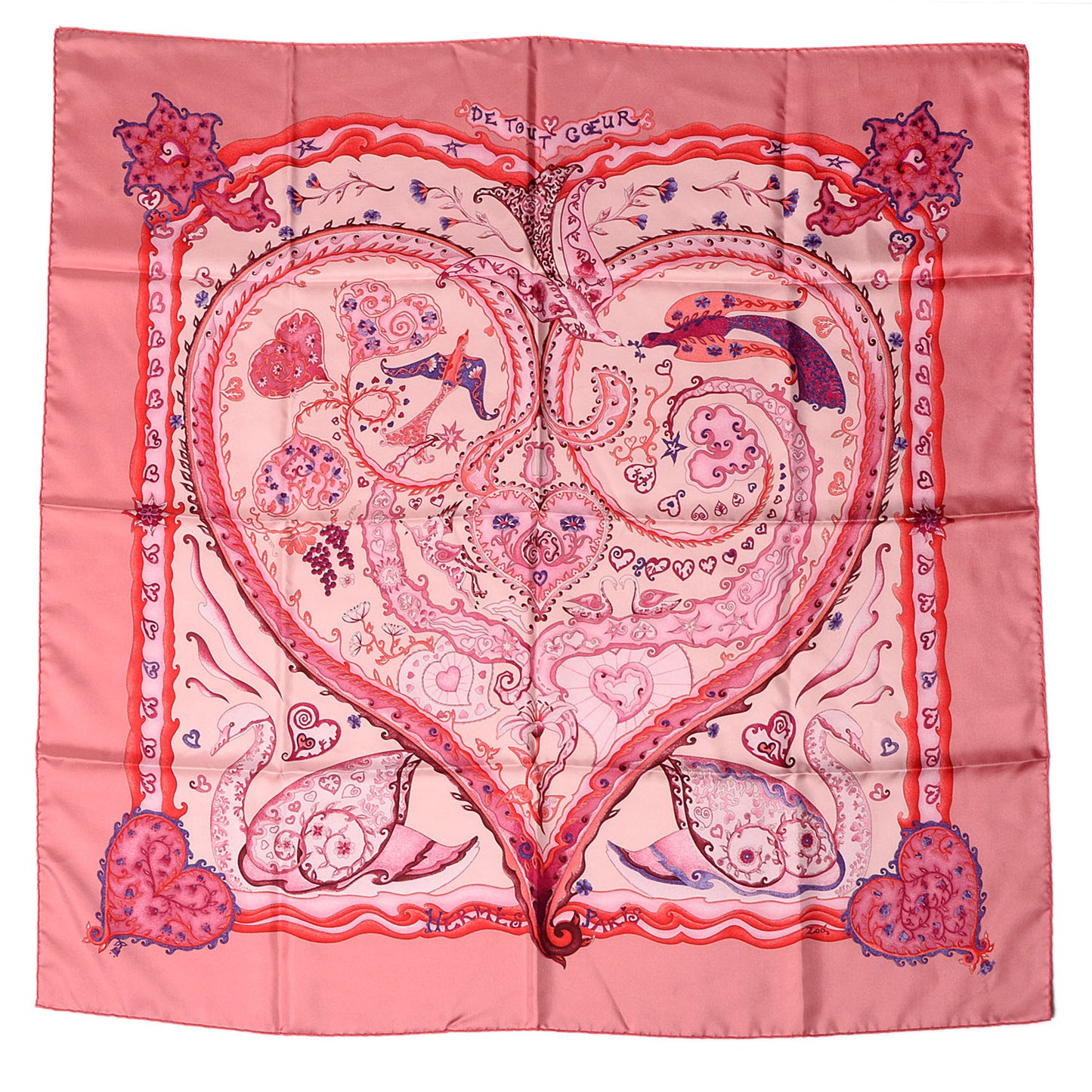 Silk De Tout Coeur Scarf 90 Vieux Rose Rose Pale Violine