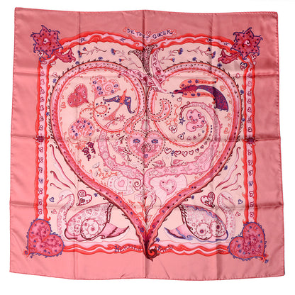 Hermes Silk De Tout Coeur Scarf 90 Vieux Rose Rose Pale Violine 2 of 5